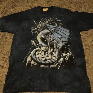 The Mountain Dragon Graphic T-Shirt Black Tees Fantasy Art Design Size xl